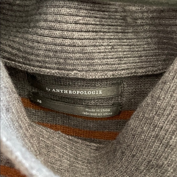 Anthropologie Gray and Orange Brown Striped Women's Sweater Fall NWT $120 XS - Picture 3 of 8